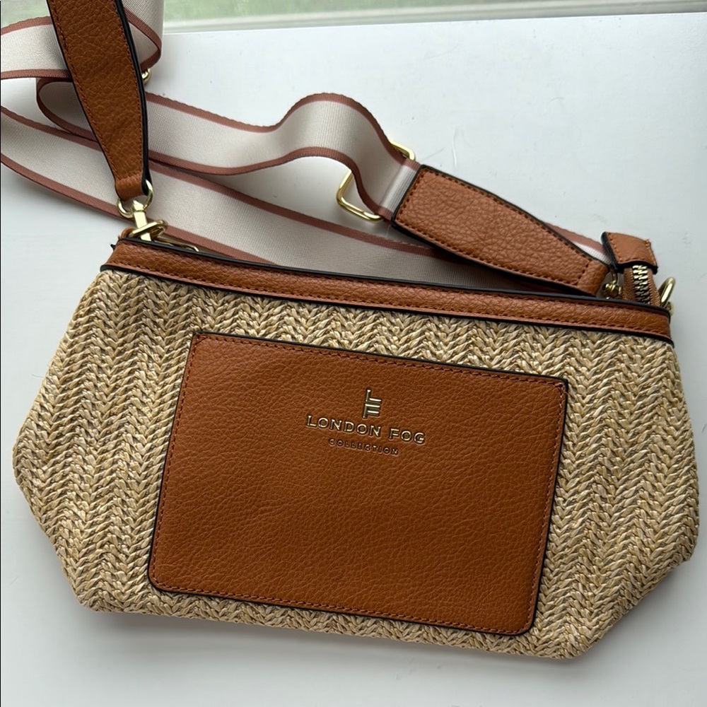 London Fog Tan and Brown Crossbody Bag